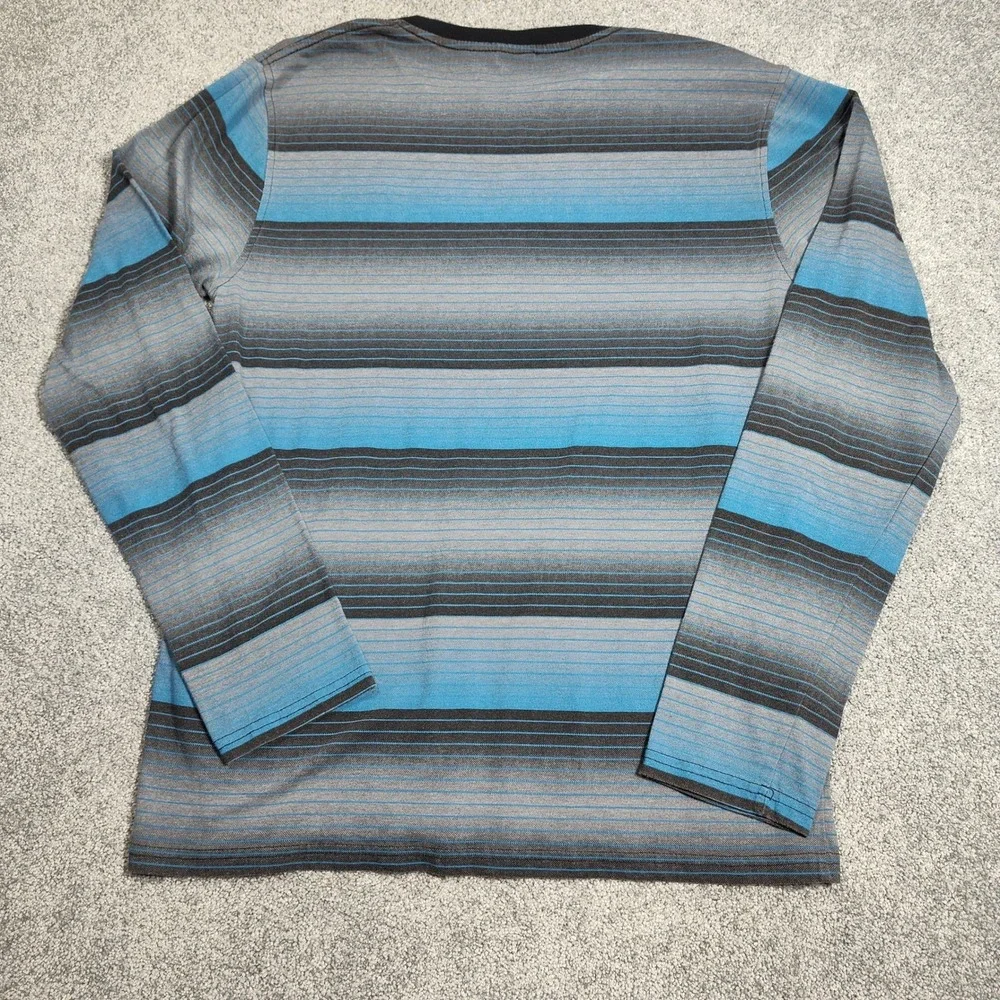 Zoo York Striped Long Sleeve T Shirt Men's M Blue Gray Cotton Polyester